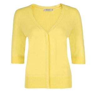 Yellow elbow length sleeve cardigan